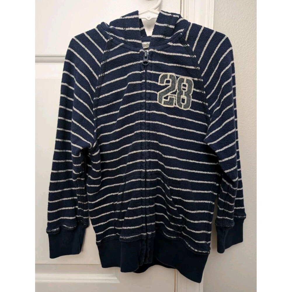 Disney Parks Sweater Kids Mickey 28 Mouse Hood Blue Striped Disneyland Size XS 6